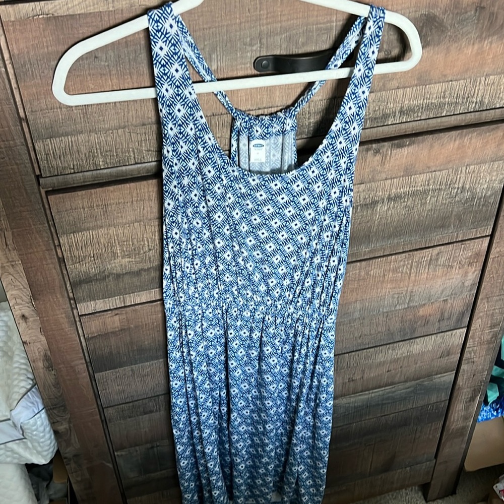 Blue Patterned Summer Dress, Size M